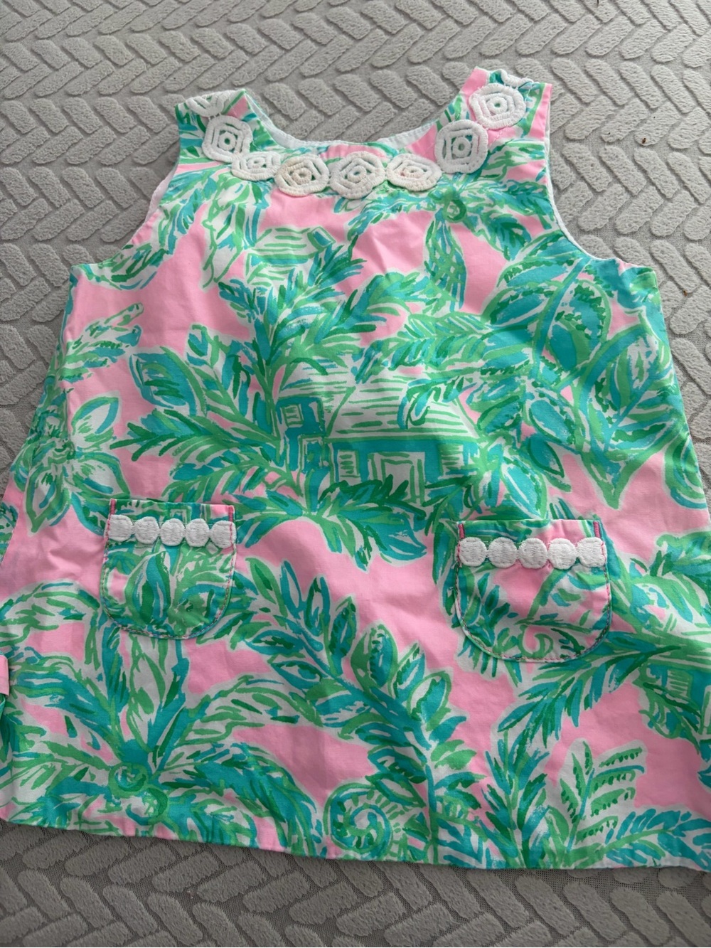 Lilly Pulitzer Pink and Green Palm Print Girls Dress